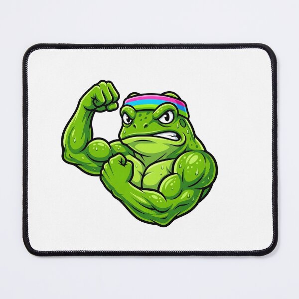 Item preview, Muscular Bodybuilder Frog Flexing with Retro Headband designed and sold by Kvarny.