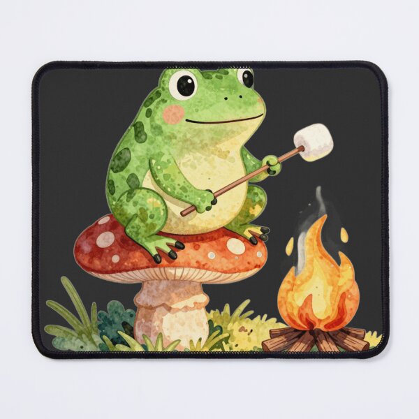 Item preview, Cute Cottagecore Frog Roasting Marshmallow Camping designed and sold by Retro Mood Co.