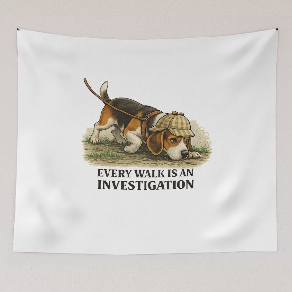 Item preview, Beagle Every Walk Is An Investigation Funny Dog Detective Beagle Humor Scent Hound Dog Owner Breed  designed and sold by The Junto Shop.