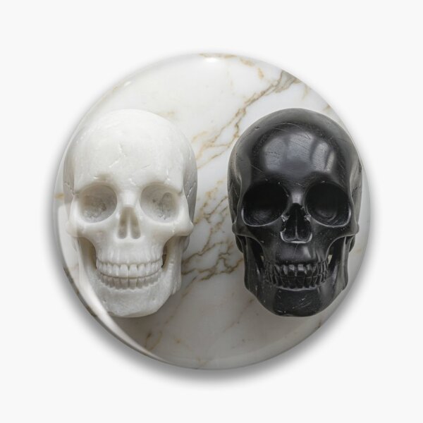Item preview, Eternal Balance – Minimalist Black and White Marble Skulls designed and sold by urvashiagra78.