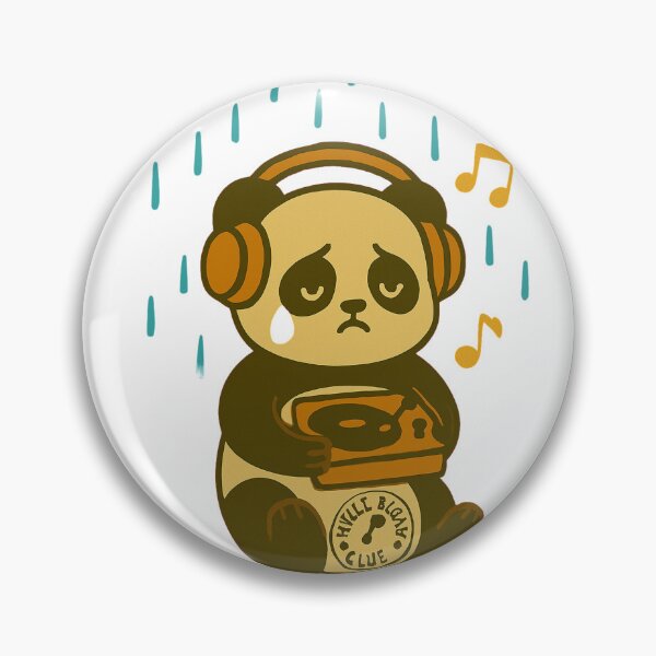 Item preview, Sad Panda Listening to Music – Emotional Character Art designed and sold by Joyfulfabric.