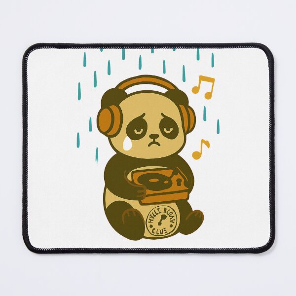 Item preview, Sad Panda Listening to Music – Emotional Character Art designed and sold by Joyfulfabric.