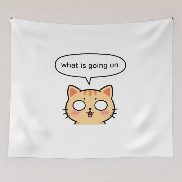 Item preview, What Is Going On Cat Sticker – Funny Confused Meme Cute Cat designed and sold by MongOficial.