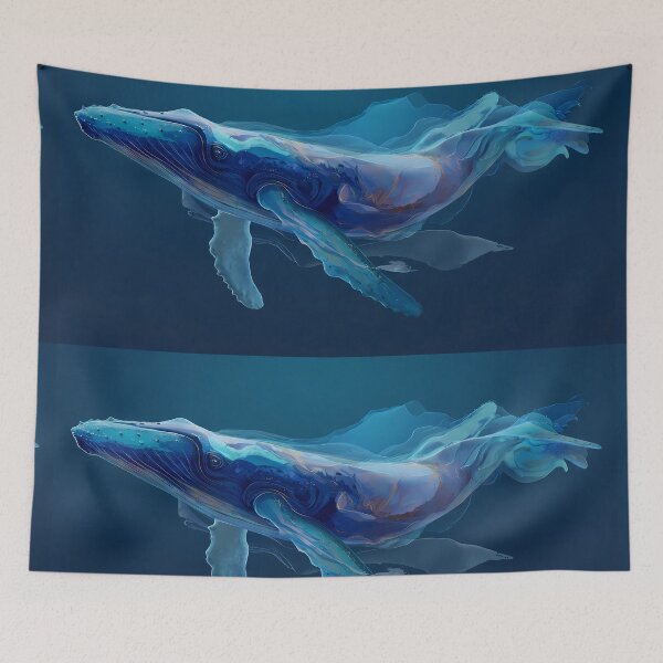 Item preview, Whale Blues Illustration Aesthetic Landscapes Paint Oil designed and sold by ART ATTACK ZONE.
