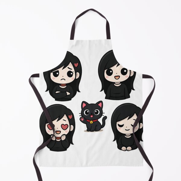 Item preview, Cute Goth Girl Mood Sticker Pack with Black Cat Kawaii Emo Aesthetic Set designed and sold by LumereAndCoeur.