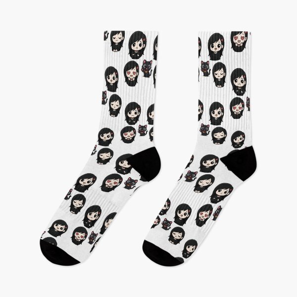 Item preview, Cute Goth Girl Mood Sticker Pack with Black Cat Kawaii Emo Aesthetic Set designed and sold by LumereAndCoeur.