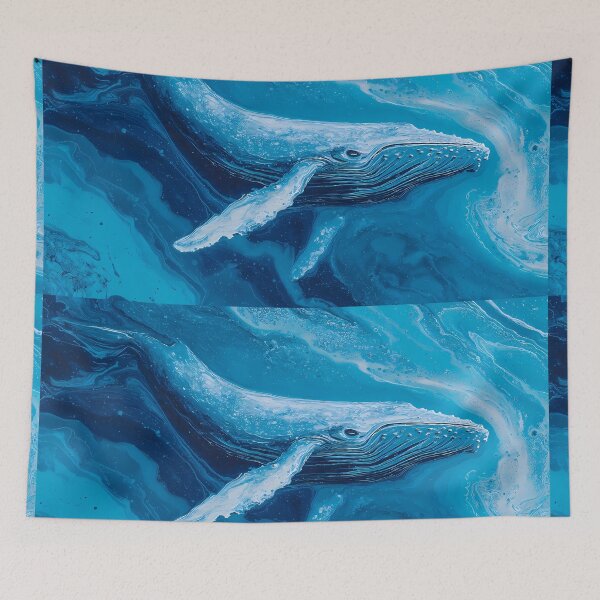 Item preview, Whale Light Blues Illustration Aesthetic Landscapes Paint Oil designed and sold by ART ATTACK ZONE.
