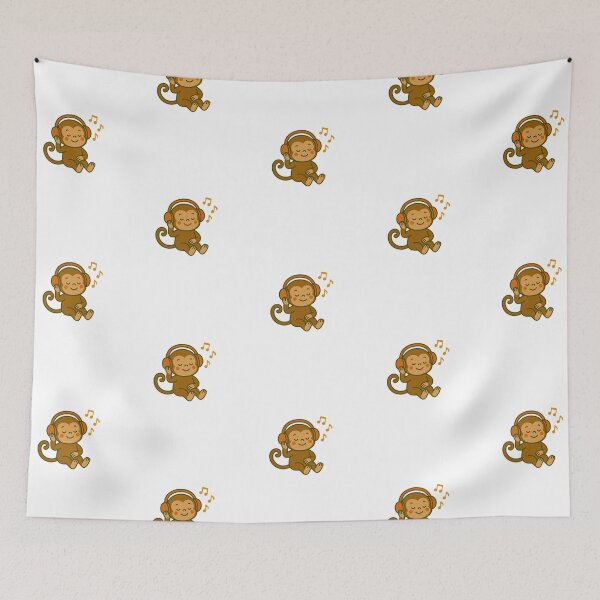 Item preview, Music Lover Monkey – Cute Headphones Character designed and sold by Joyfulfabric.