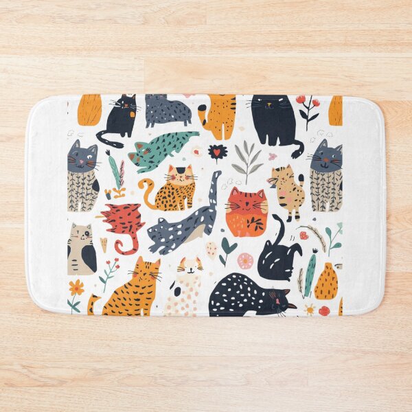 Item preview, Cats and Flowers: Colorful Pattern designed and sold by Unsololugar.