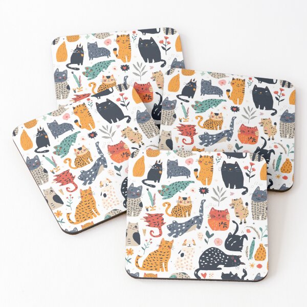 Item preview, Gatos y Flores: Patrón Colorido designed and sold by Unsololugar.
