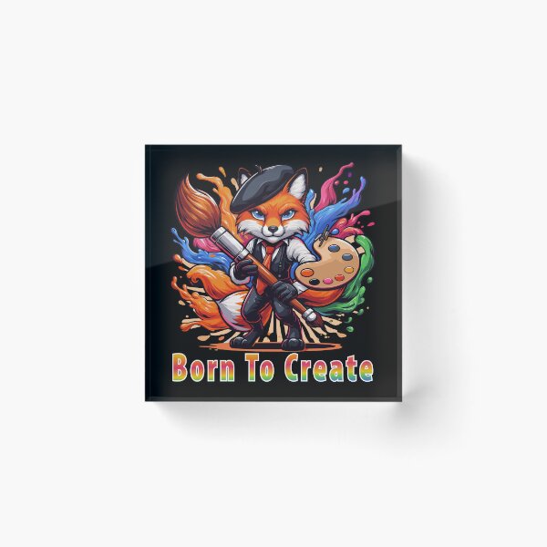 Item preview, Born To Create Artist Fox Painter Mascot Colorful Art Brush Creative Design designed and sold by AmazingEG.