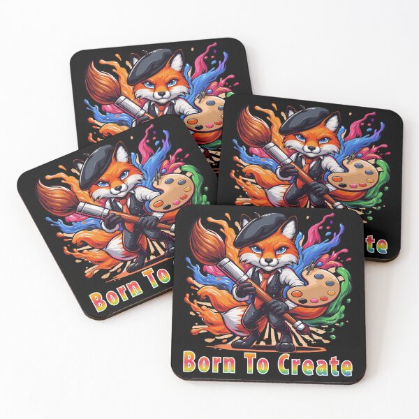 Item preview, Born To Create Artist Fox Painter Mascot Colorful Art Brush Creative Design designed and sold by AmazingEG.