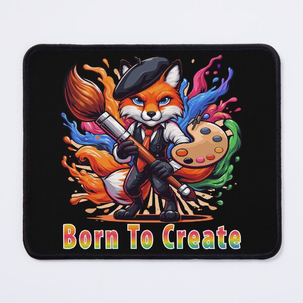 Item preview, Born To Create Artist Fox Painter Mascot Colorful Art Brush Creative Design designed and sold by AmazingEG.