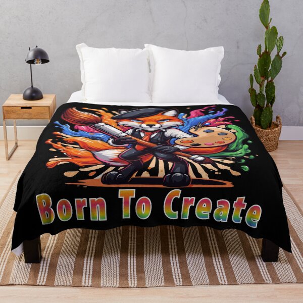 Item preview, Born To Create Artist Fox Painter Mascot Colorful Art Brush Creative Design designed and sold by AmazingEG.