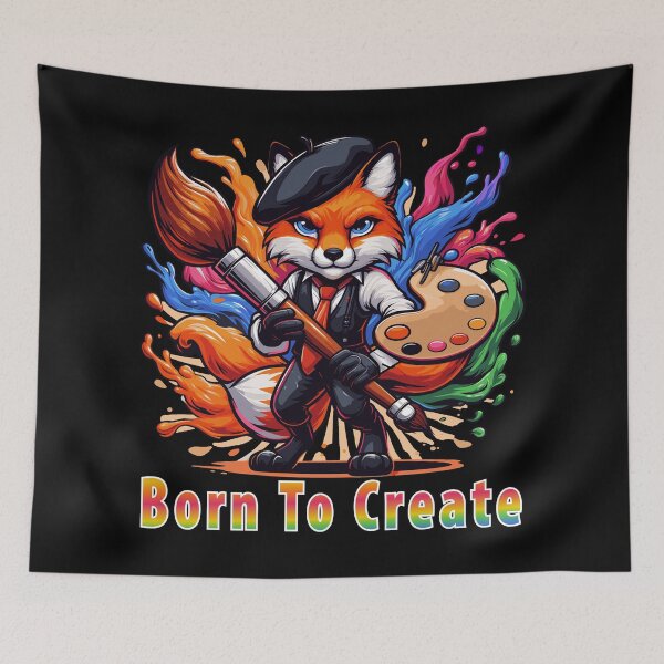 Item preview, Born To Create Artist Fox Painter Mascot Colorful Art Brush Creative Design designed and sold by AmazingEG.