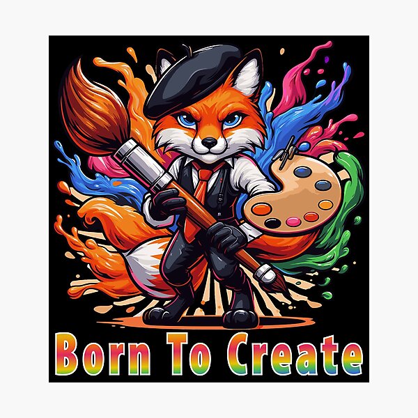 Item preview, Born To Create Artist Fox Painter Mascot Colorful Art Brush Creative Design designed and sold by AmazingEG.