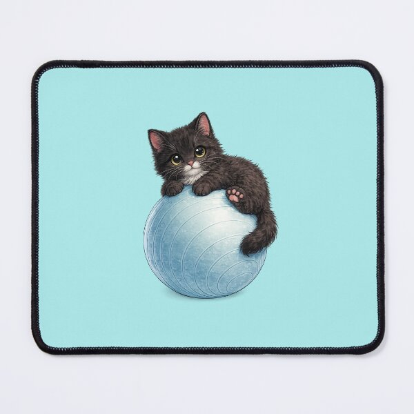 Item preview, black cat on a yoga ball designed and sold by PasoaPaso2025.