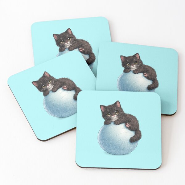Item preview, black cat on a yoga ball designed and sold by PasoaPaso2025.