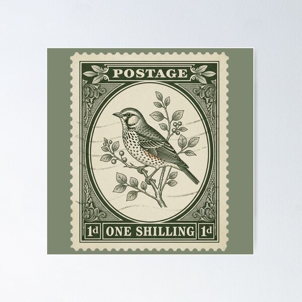 Item preview, Vintage Bird Postage Stamp designed and sold by bloom-moon.