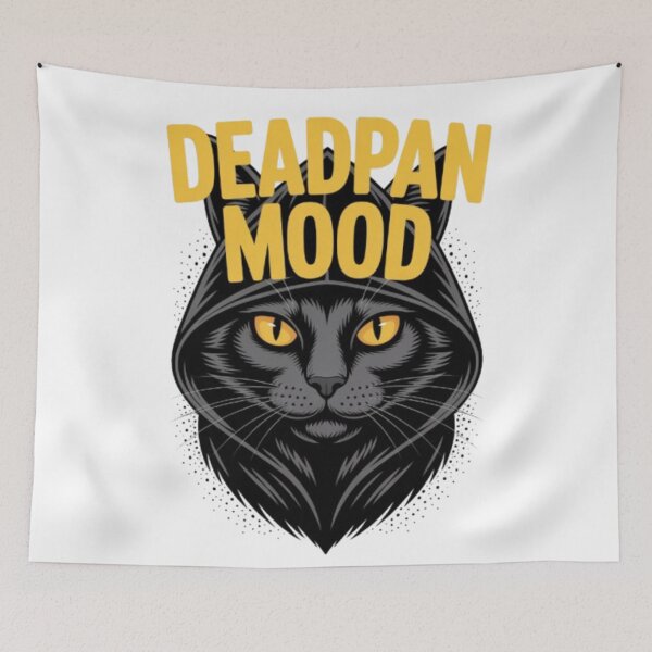Item preview, Deadpan Mood Hooded Cat Graphic Tee designed and sold by NewUSShop.