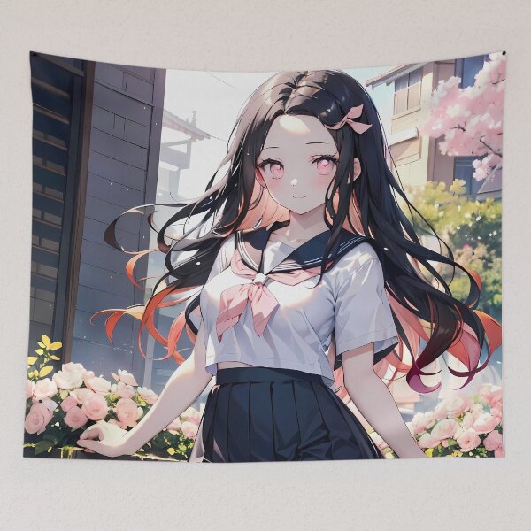 Item preview, Nezuko Kamado Demon Slayer Spring Garden School Uniform designed and sold by TanglenRabbit.