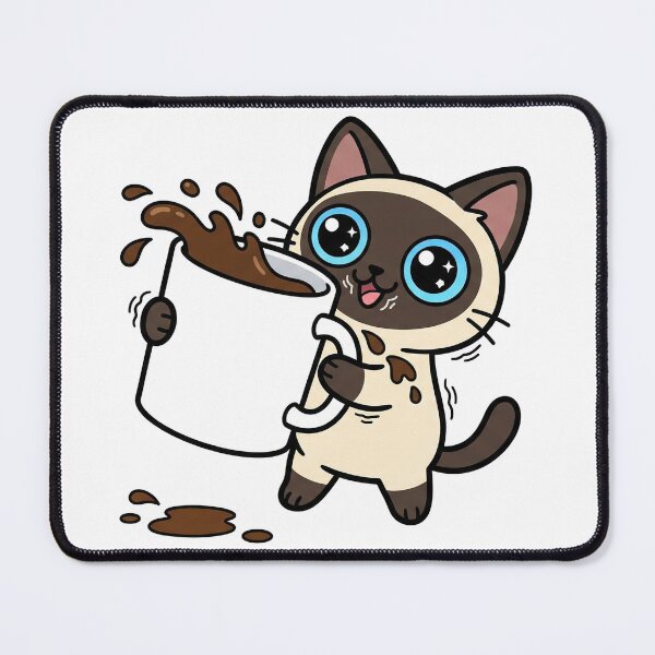 Item preview, Kawaii Siamese Cat Giant Coffee Funny Overcaffeinated Morning designed and sold by Inna Myrien.