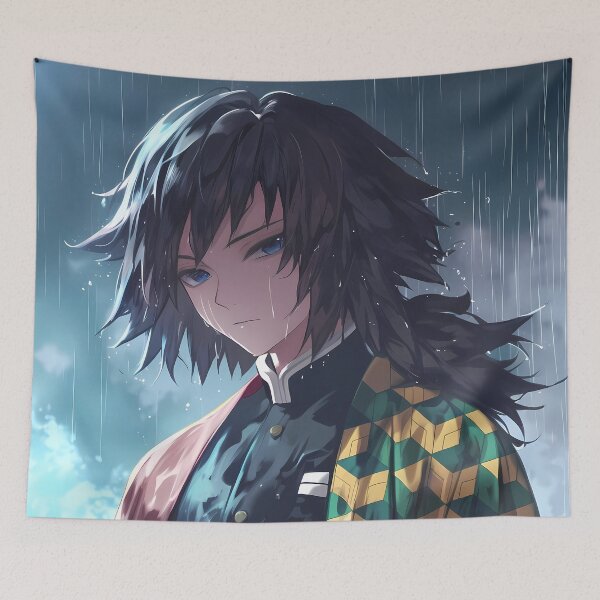 Item preview, Giyu Tomioka Demon Slayer Rainy Blue Portrait designed and sold by TanglenRabbit.