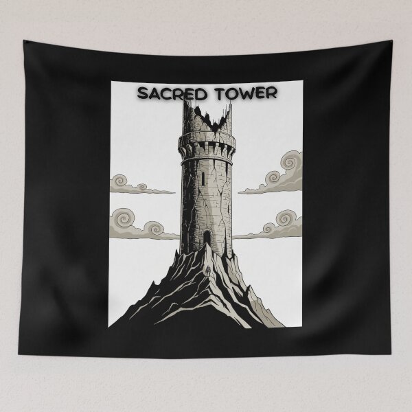 Item preview, Ruined Tower Scene, in a minimalist comic or manga style designed and sold by Gamershop22025.