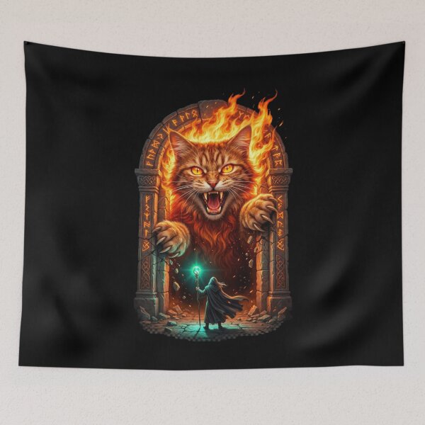 Item preview, Giant Cat vs Wizard Epic Fantasy — Funny Cat Lover Gift designed and sold by Zippy Creation.