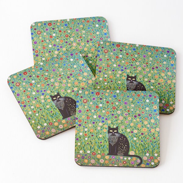 Item preview, Gustav Klimt Funny Black Cat in Flower Garden designed and sold by Vicky Brago-Mitchell®.
