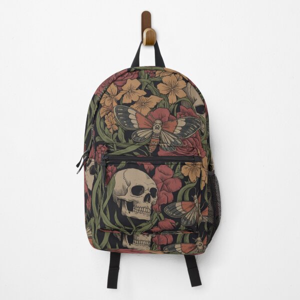 Item preview, Gothic Skull & Floral Moth Pattern – Dark Botanical Tattoo Aesthetic Design designed and sold by SideEye Co.