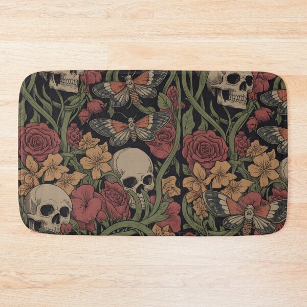 Item preview, Gothic Skull & Floral Moth Pattern – Dark Botanical Tattoo Aesthetic Design designed and sold by SideEye Co.