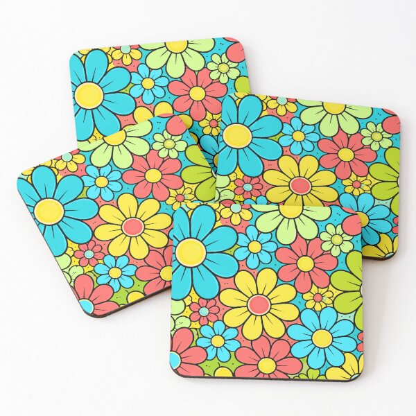 Item preview, Retro 70s Flower Power Pattern - Colorful Boho Hippie Floral Art designed and sold by Far Out Goods.