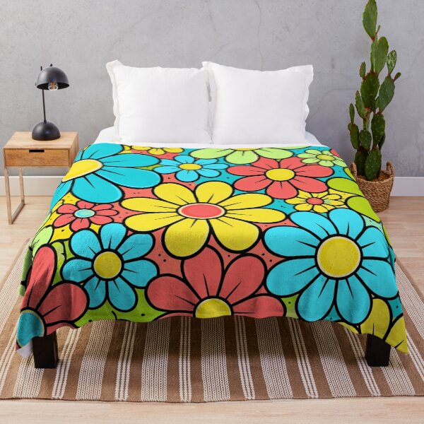 Item preview, Retro 70s Flower Power Pattern - Colorful Boho Hippie Floral Art designed and sold by Far Out Goods.