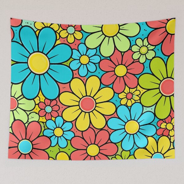 Item preview, Retro 70s Flower Power Pattern - Colorful Boho Hippie Floral Art designed and sold by Far Out Goods.