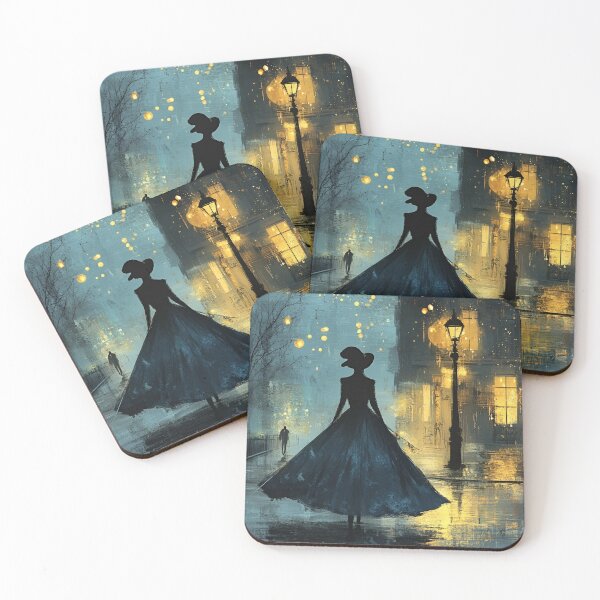 Item preview, Midnight Walk in Golden City Lights Art Print designed and sold by WhimsyWink.