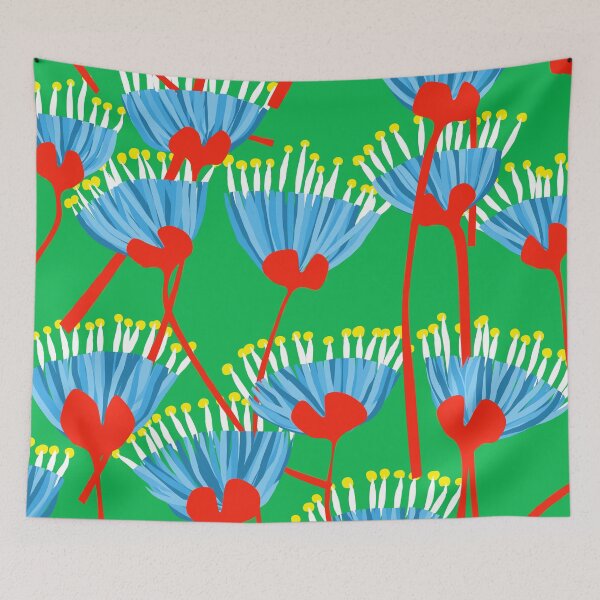 Item preview, Iconic Retro Spring Flowers in Green, Blue and Red designed and sold by Deutschic.