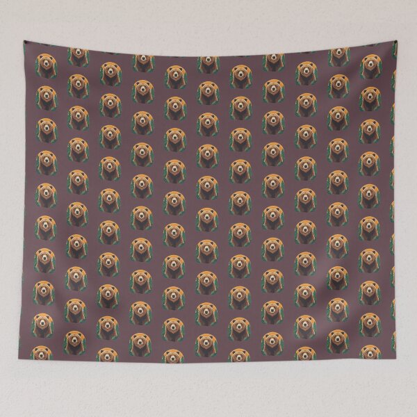 Item preview, Bear illustration in a leafy green area designed and sold by MagicMaker1984.