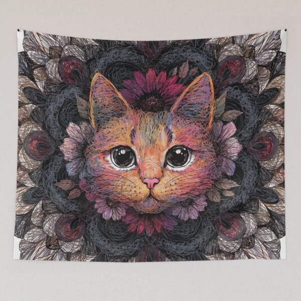 Item preview, Floral Mandala Art cat – Intricate Flower Mandala Design designed and sold by Anime9122.