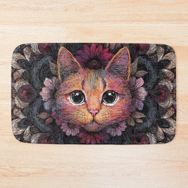 Item preview, Floral Mandala Art cat – Intricate Flower Mandala Design designed and sold by Anime9122.