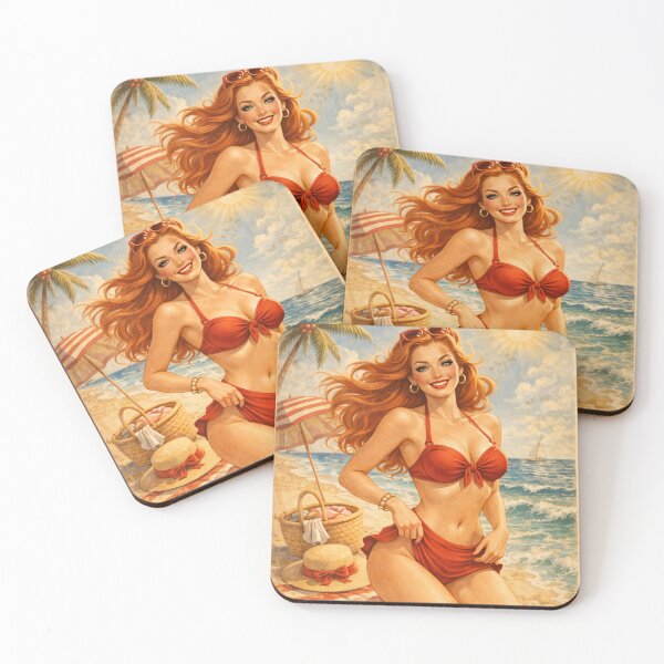 Item preview, Vintage Pin Up Beach Girl designed and sold by Hues of Bliss.