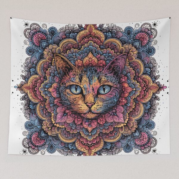 Item preview, Floral Mandala Art cat – Intricate Flower Mandala Design designed and sold by Anime9122.