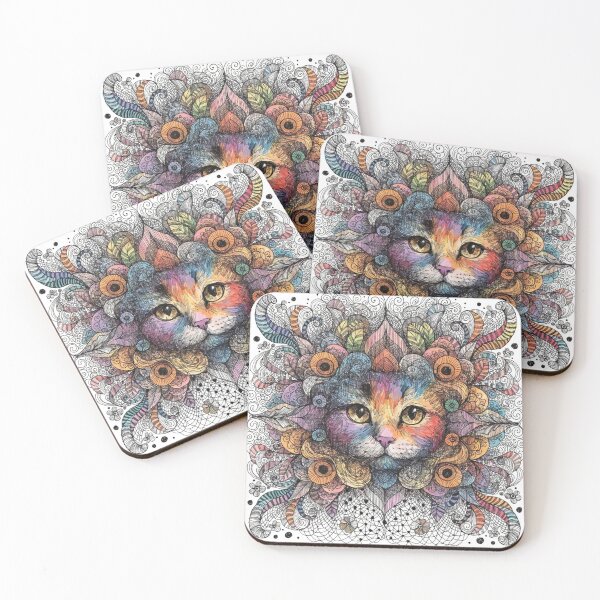 Item preview, Floral Mandala Art cat – Intricate Flower Mandala Design designed and sold by Anime9122.