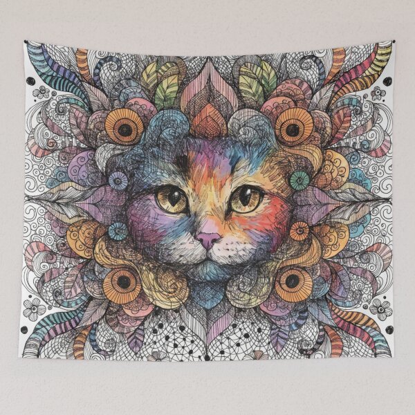 Item preview, Floral Mandala Art cat – Intricate Flower Mandala Design designed and sold by Anime9122.