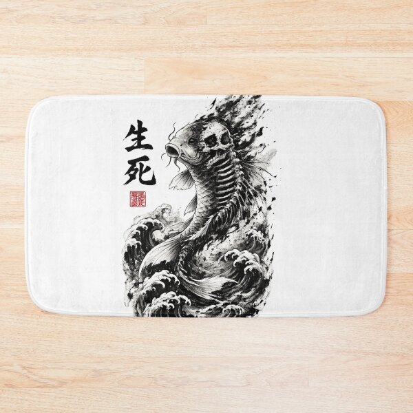 Item preview, Dark Japanese Koi Skeleton Design | Gothic Samurai Wave Streetwear Graphic Tee designed and sold by Tidal Arts.