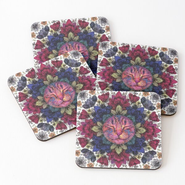 Item preview, Floral Mandala Art cat – Intricate Flower Mandala Design designed and sold by Anime9122.