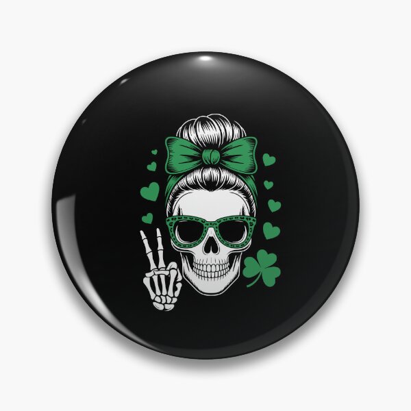 Item preview, St Patricks Day Skull Messy Bun Saint Pattys Paddys designed and sold by Dressed For  Duty.