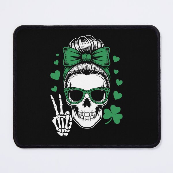 Item preview, St Patricks Day Skull Messy Bun Saint Pattys Paddys designed and sold by Dressed For Duty.
