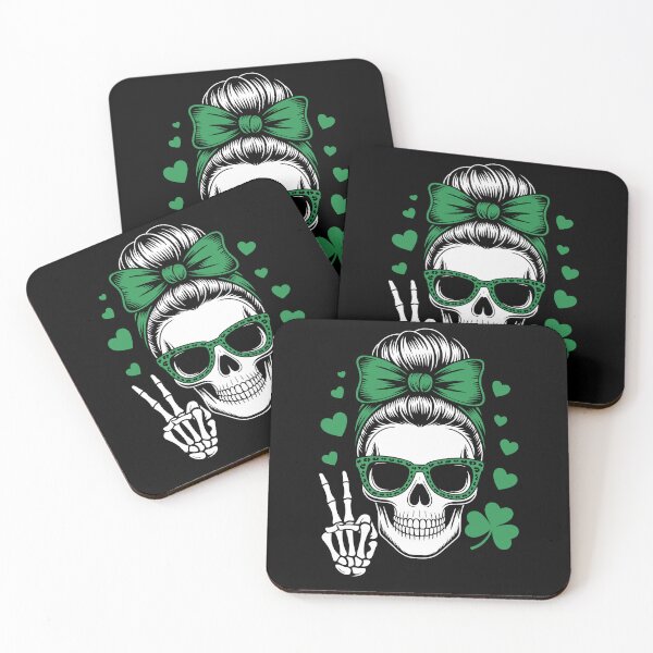 Item preview, St Patricks Day Skull Messy Bun Saint Pattys Paddys designed and sold by Dressed For  Duty.