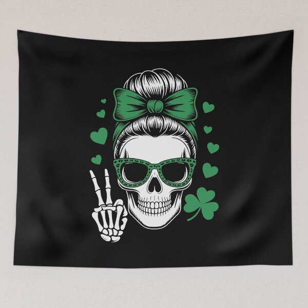 Item preview, St Patricks Day Skull Messy Bun Saint Pattys Paddys designed and sold by Dressed For  Duty.